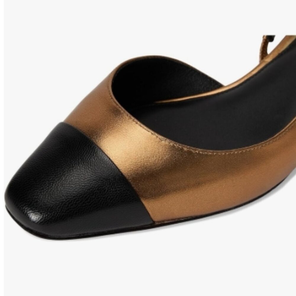 Veronica Beard Cecile Sling – Black/Dark Gold – Size 9 M (NWT) - Picture 2 of 7
